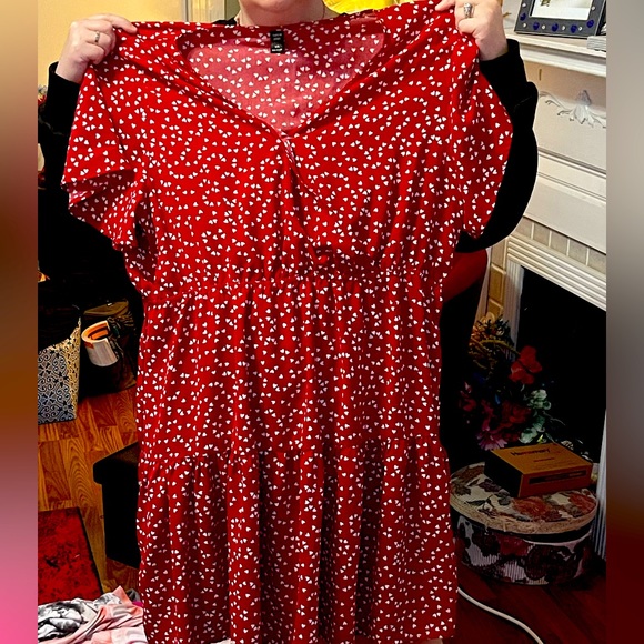 Red & white heart mini dress - Picture 2 of 4